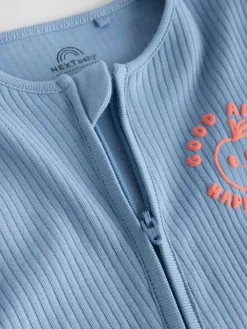 Next Blue 3 pack Baby Two Way Zip Footless Cotton Sleepsuits (0mths-3yrs)^BOY Nightwear|Nightwear