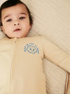 Next Blue 3 pack Baby Two Way Zip Footless Cotton Sleepsuits (0mths-3yrs)^BOY Nightwear|Nightwear