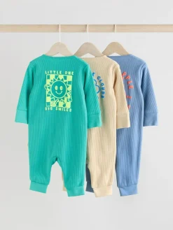 Next Blue 3 pack Baby Two Way Zip Footless Cotton Sleepsuits (0mths-3yrs)^BOY Nightwear|Nightwear