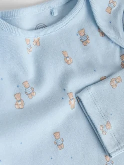 Clearance Next Blue 7 Pack Long Sleeved Baby Bear Bodysuit