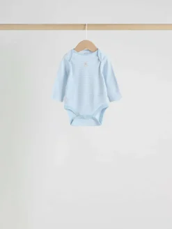 Clearance Next Blue 7 Pack Long Sleeved Baby Bear Bodysuit