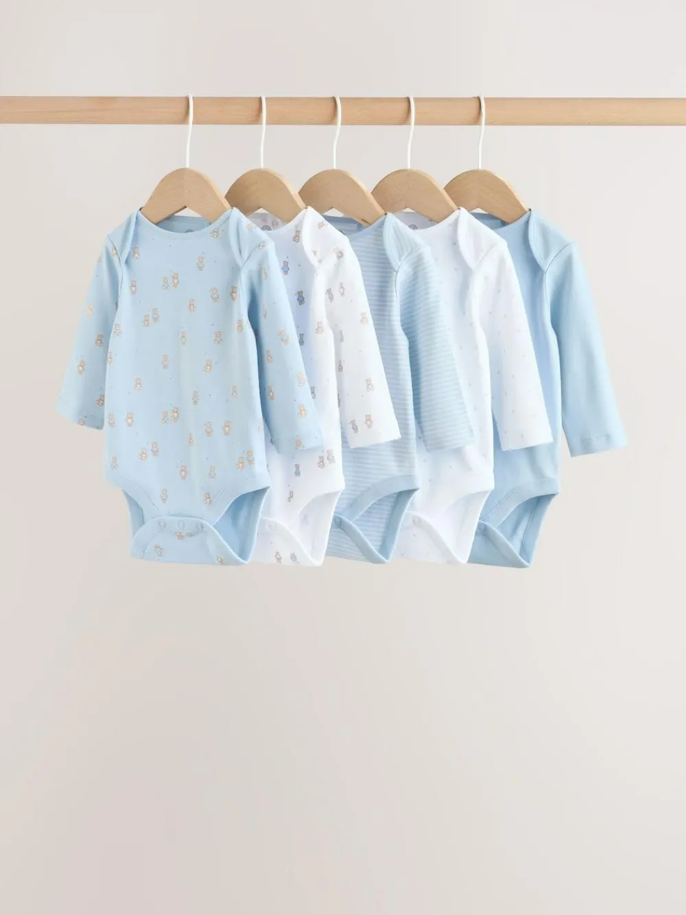 Sale Next Blue 5 Pack Long Sleeved Baby Bear Bodysuit