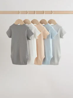 Hot Next Blue 5 Pack Short Sleeve Baby Bodysuits
