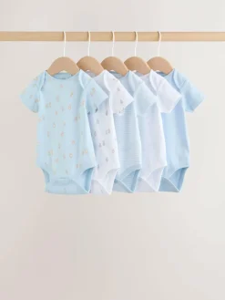 Next Blue 5 Pack Short Sleeve Baby Bear Bodysuit^BOY Bodysuits & Vests|Vests