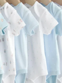 Next Blue 7 Pack Short Sleeve Baby Bear Bodysuit^BOY Bodysuits & Vests|Vests