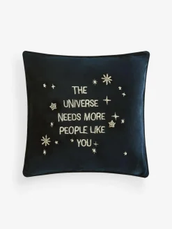Next Blue 30 X 30cm Embroidered Universe Slogan Cushion^ Cushions & Throws