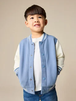 New Next Jersey Bomber Jacket (3mths-7yrs) Blue and Ecru