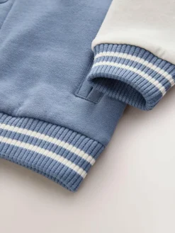 New Next Jersey Bomber Jacket (3mths-7yrs) Blue and Ecru