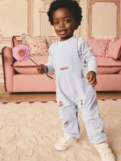 Online Next Blue Baby Corduroy 100% Cotton Dungaree and Bodysuit Set