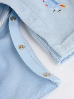 Online Next Blue Baby Corduroy 100% Cotton Dungaree and Bodysuit Set