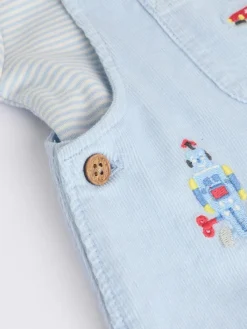 Online Next Blue Baby Corduroy 100% Cotton Dungaree and Bodysuit Set
