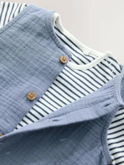 New Next Baby Dungarees and Bodysuit Set (0mths-2yrs) Blue