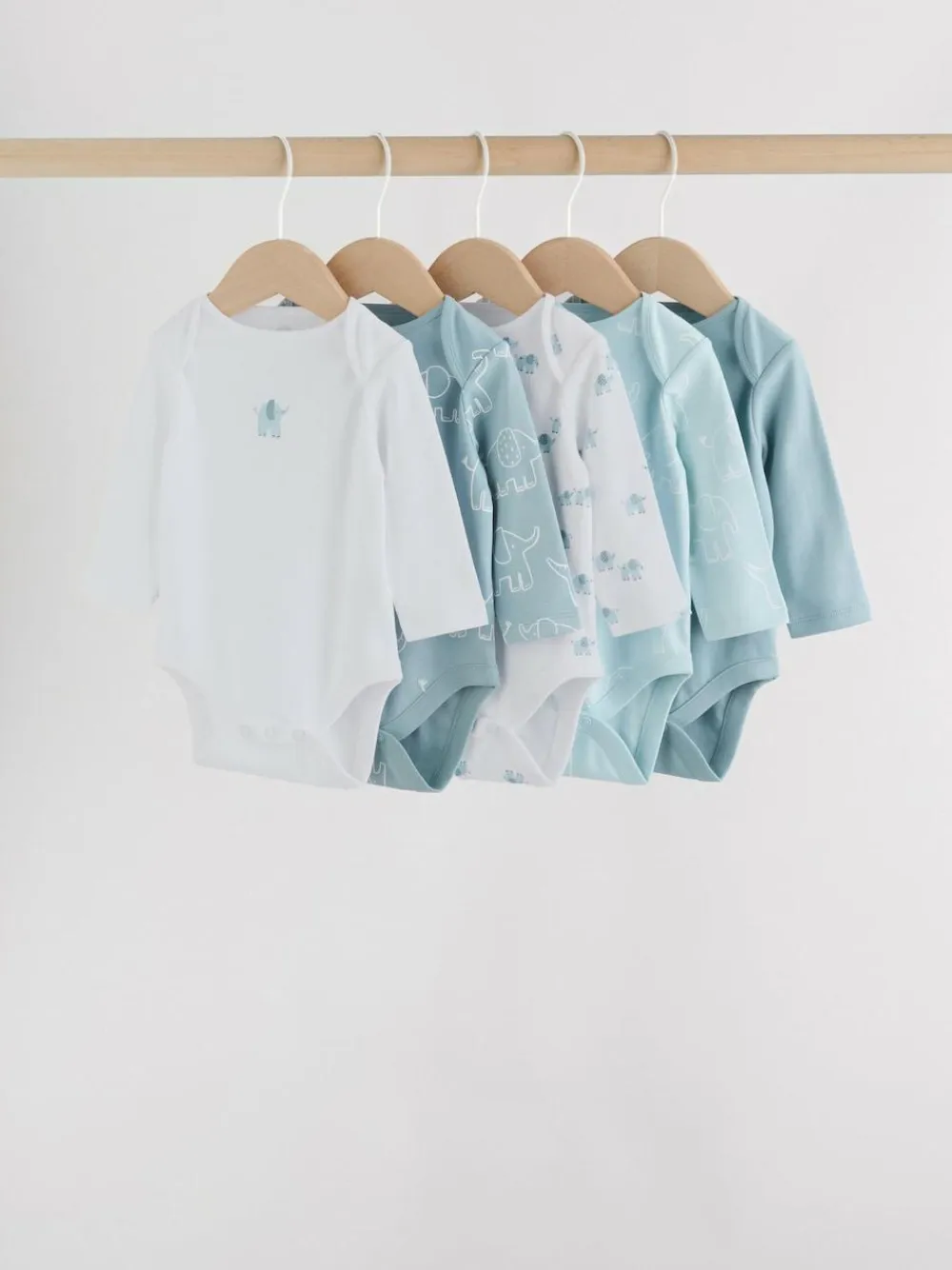 Discount Next Blue Baby Elephant Long Sleeved Bodysuits 5 Pack