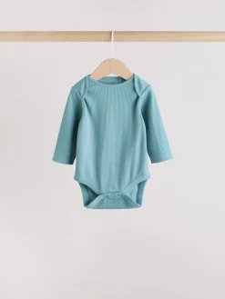 Next Blue Baby Long Sleeve Bodysuits 5 Pack^BOY Multipacks|Bodysuits & Vests