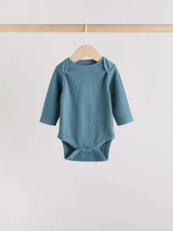 Next Blue Baby Long Sleeve Bodysuits 5 Pack^BOY Multipacks|Bodysuits & Vests