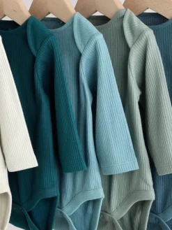 Next Blue Baby Long Sleeve Bodysuits 5 Pack^BOY Multipacks|Bodysuits & Vests