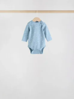 Next Blue Baby Long Sleeve Bodysuits 5 Pack^BOY Bodysuits & Vests|Vests