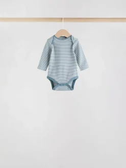Next Blue Baby Long Sleeve Bodysuits 5 Pack^BOY Bodysuits & Vests|Vests