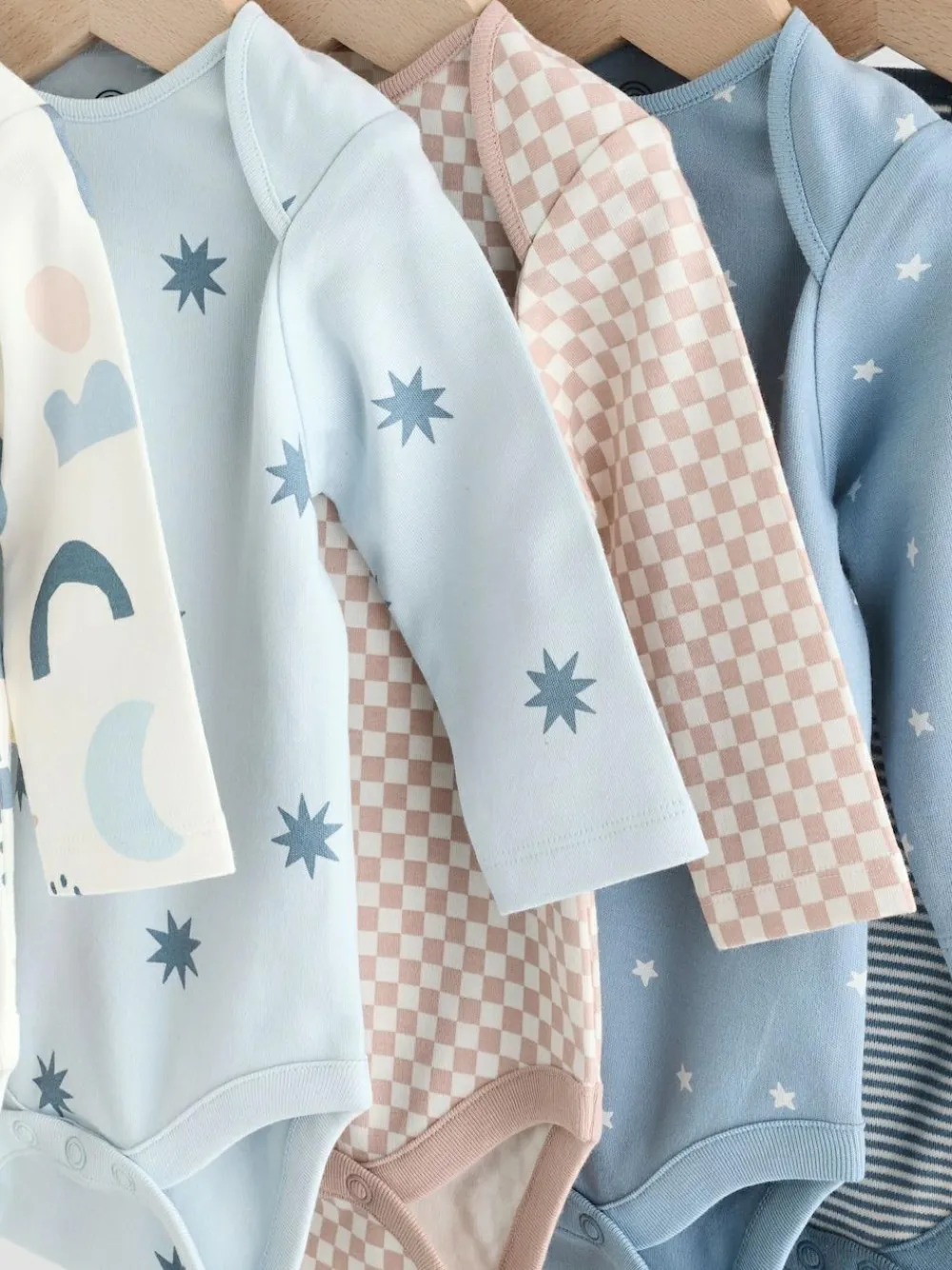 Next Blue Baby Long Sleeve Bodysuits 5 Pack^BOY Bodysuits & Vests|Vests