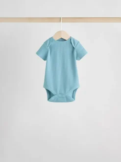 Next Blue Baby Short Sleeve Bodysuits 5 Pack^BOY Newborn Clothing|Multipacks