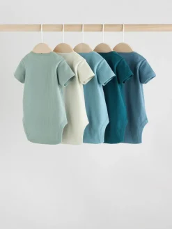 Next Blue Baby Short Sleeve Bodysuits 5 Pack^BOY Newborn Clothing|Multipacks