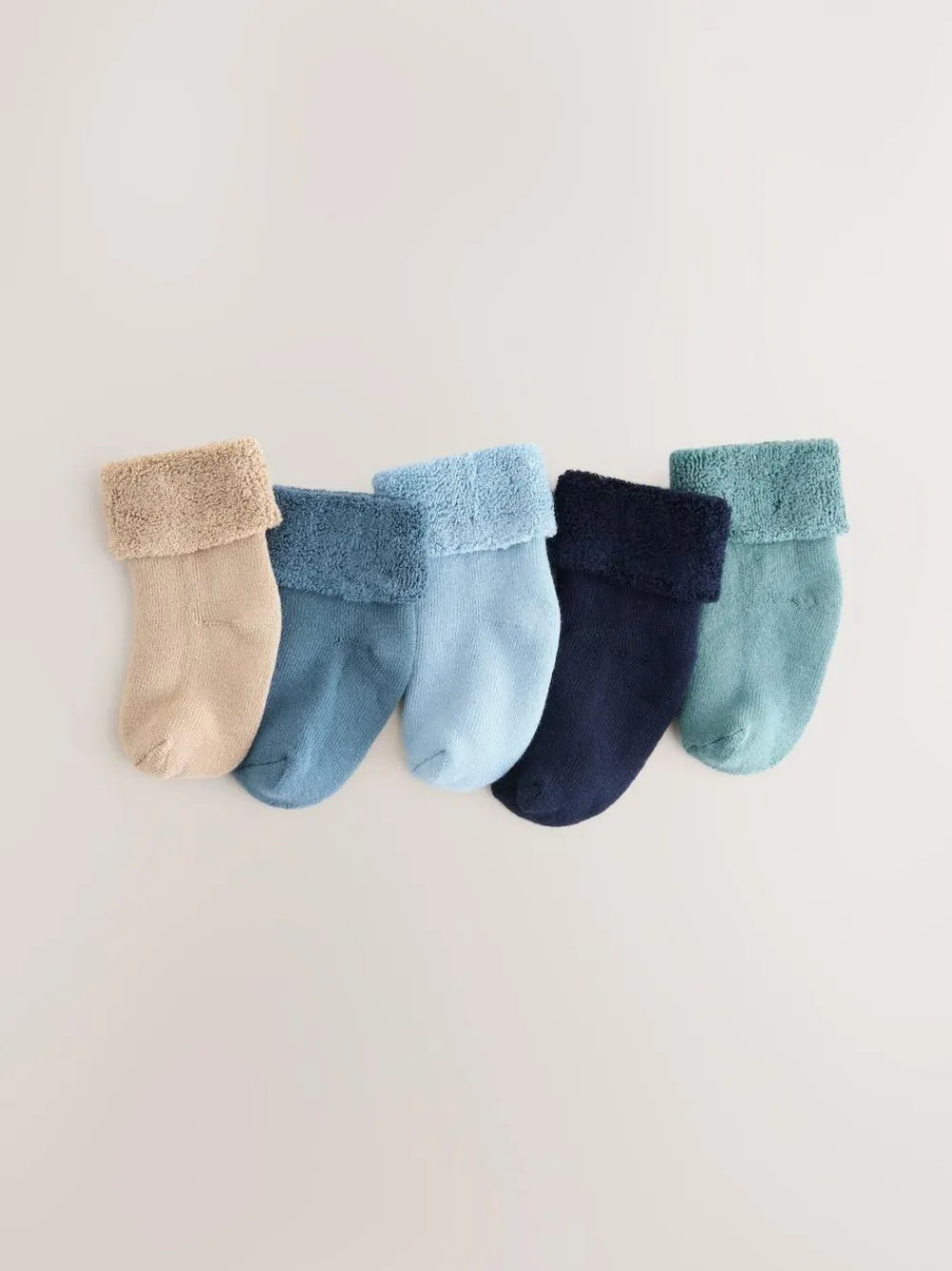 Hot Next Blue Baby Towel Socks 5 Pack (0mths-2yrs)