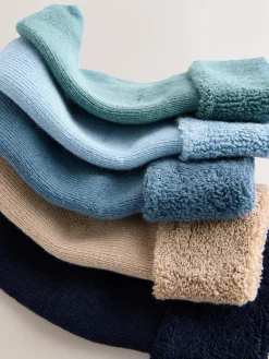 Hot Next Blue Baby Towel Socks 5 Pack (0mths-2yrs)