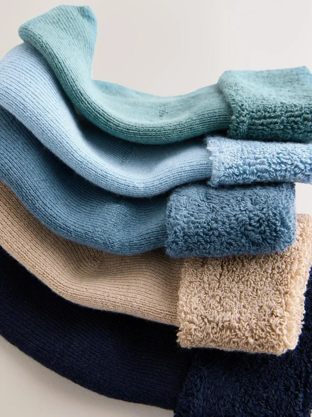 Hot Next Blue Baby Towel Socks 5 Pack (0mths-2yrs)