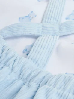 Sale Next Blue Bear Cord Dungarees and Bodysuit Set (0mths-2yrs)
