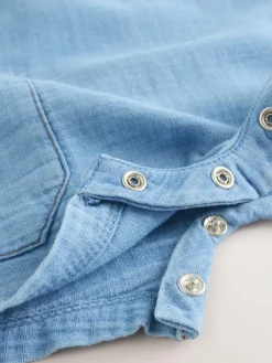 Online Next Blue Bear Woven Dungarees and Bodysuit Baby Set (0mths-2yrs)