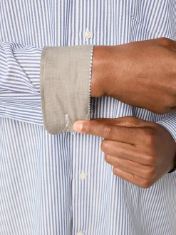 Next Regular Fit Easy Iron Button Down Oxford Shirt Blue Bengal