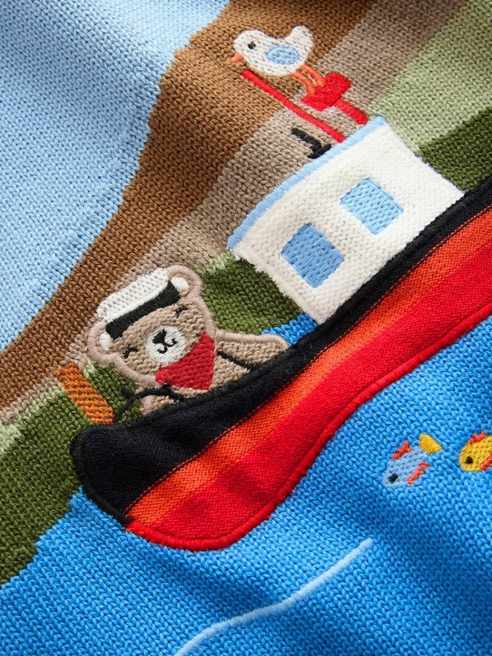 Outlet Next Blue Boat Knitted Crew Neck Jumper (3mths-7yrs)