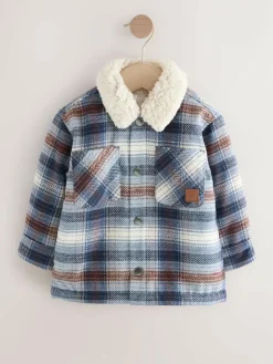 Sale Next Borg Lined Check Shacket (3mths-7yrs) Blue