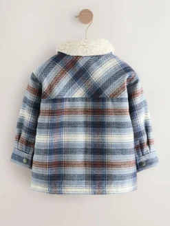 Sale Next Borg Lined Check Shacket (3mths-7yrs) Blue