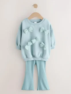 Outlet Next Bow Sweatshirt & Flare Leggings Set (3mths-7yrs) Blue