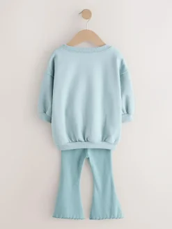 Outlet Next Bow Sweatshirt & Flare Leggings Set (3mths-7yrs) Blue