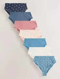 Discount Next Blue Bows High Waist High Leg Cotton Rich Knickers 7 Pack