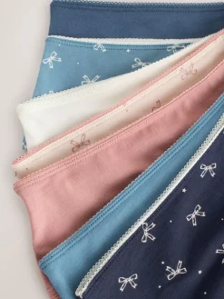 Discount Next Blue Bows High Waist High Leg Cotton Rich Knickers 7 Pack