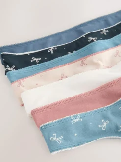 Hot Next Thong Cotton Rich Knickers 7 Pack Blue Bows