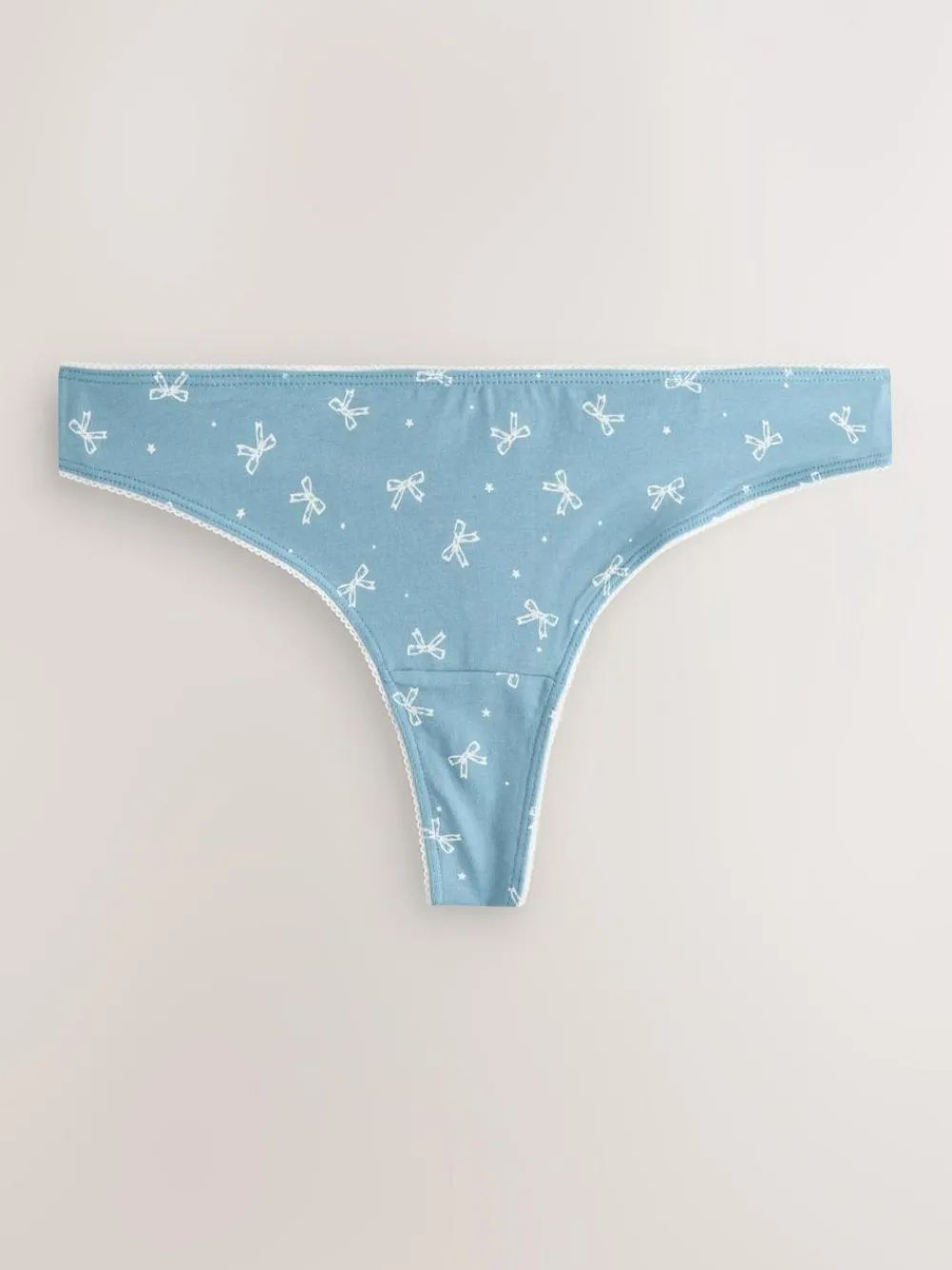 Hot Next Thong Cotton Rich Knickers 7 Pack Blue Bows