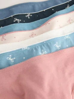 Hot Next Thong Cotton Rich Knickers 7 Pack Blue Bows