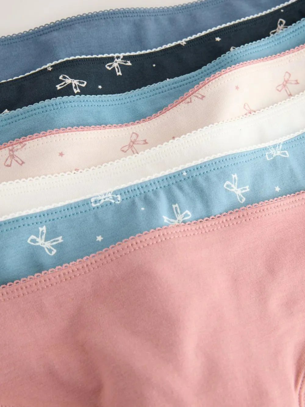 Hot Next Thong Cotton Rich Knickers 7 Pack Blue Bows