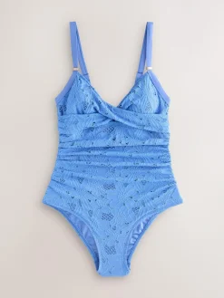 Hot Next Blue Broderie Shaping Tummy Control Swimsuit