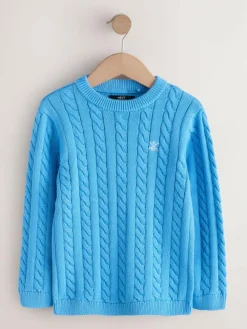 Sale Next Blue Cable Knit Crew Neck Jumper (3-16yrs)