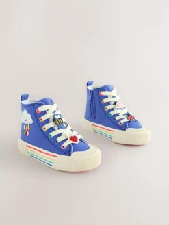 Online Next Blue Character Appliqué Standard Fit (F) High Top Trainers