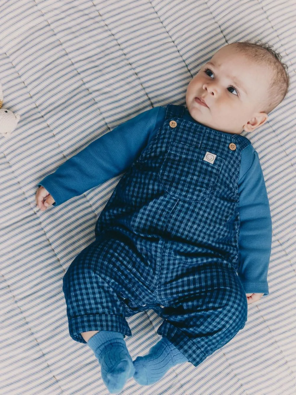 Online Next Baby Cord Dungaree and Bodysuit Set (0mths-2yrs) Blue Check