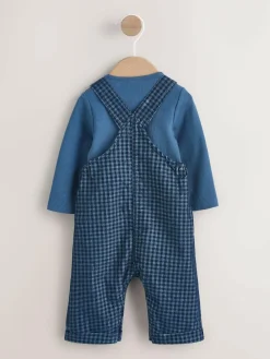 Online Next Baby Cord Dungaree and Bodysuit Set (0mths-2yrs) Blue Check