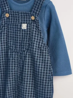 Online Next Baby Cord Dungaree and Bodysuit Set (0mths-2yrs) Blue Check