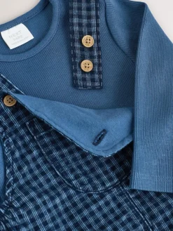 Online Next Baby Cord Dungaree and Bodysuit Set (0mths-2yrs) Blue Check