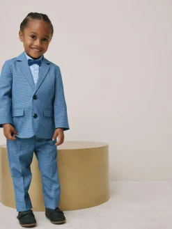 Next Blue Check Blazer, Shirt, Trousers & Bow Tie Set (3mths-9yrs)^BOY Pants & Chinos|Occasionwear